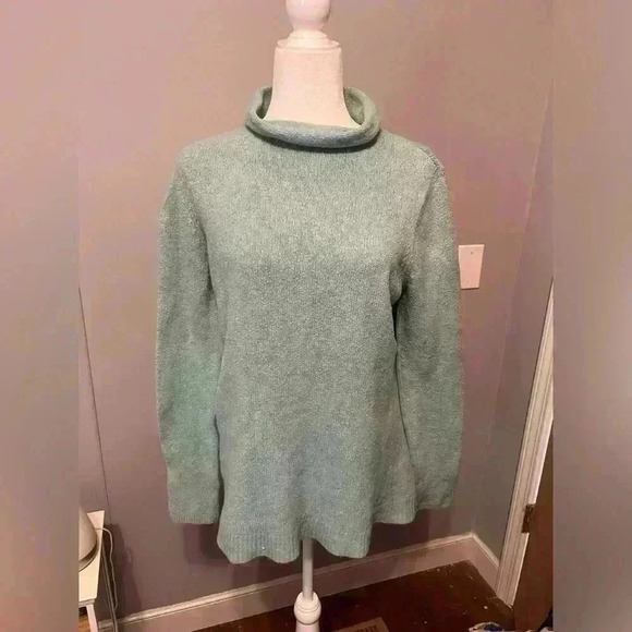 J.Jill Textured Funnel-Neck Aqua Sweater Size Medium Petite - Picture 1 of 10